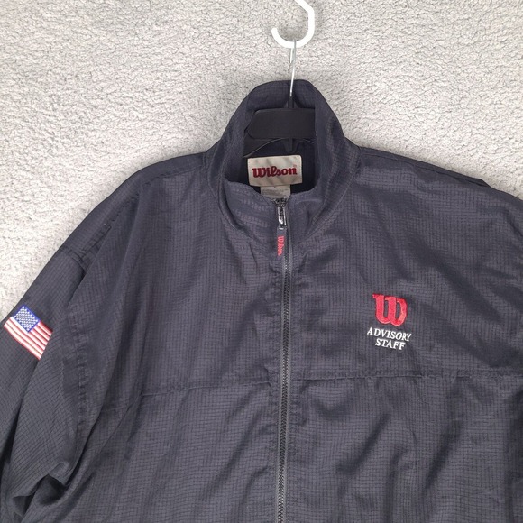 Vintage Wilson Jacket‎ Mens XL Black Advisory Staff Windbreaker Lined Full Zip - Picture 3 of 16